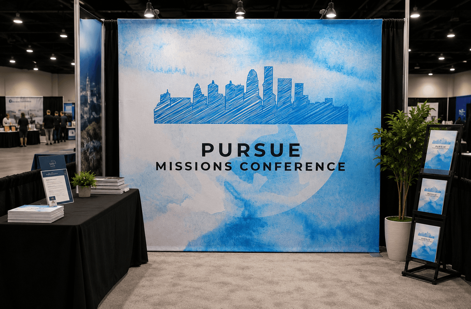 service-1 tradeshow booth with retractable signage